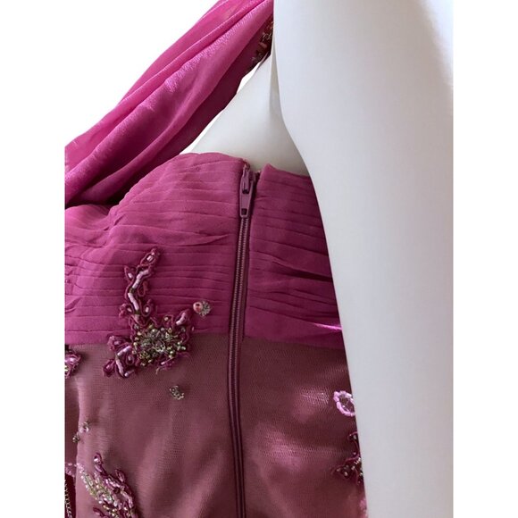 Y2K Silk Maxi Dress Set Asymmetric Ruffle Crop Fairy Mermaid Festival 100% Silk - Picture 5 of 14